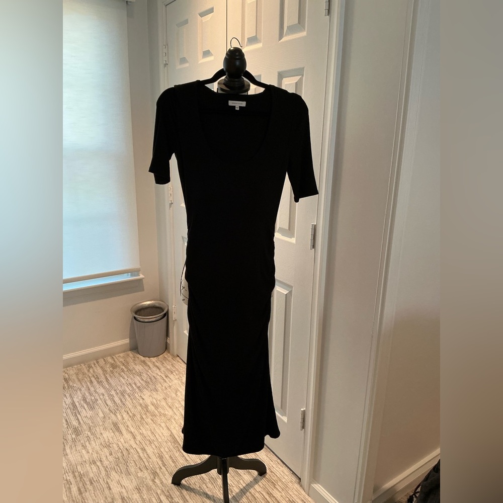 Rebecca Taylor Black Bodycon Dress Short Sleeve Scoop Neck